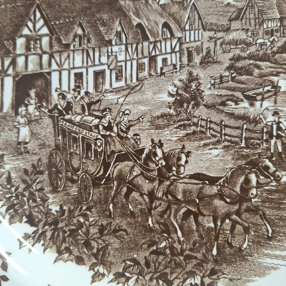 Vintage J&G Meakin Royal Staffordshire Stratford Stage Brown Ironstone Plates - Picture 7 of 13